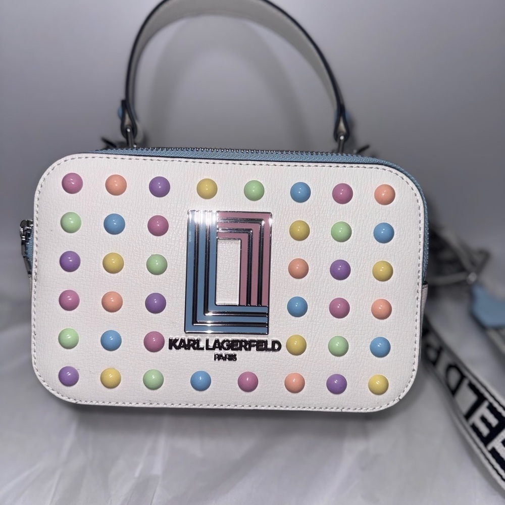 Karl Lagerfeld White Bag with Multicolor Accents